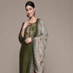 Embroidered Straight Kurta with Pants & Dupatta