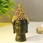 suvasane? Golden Black Hancrafted Buddha Head Polyresin Showpiece