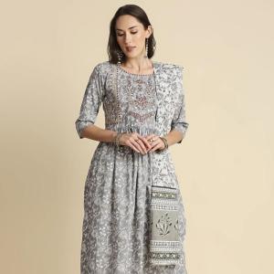 Women Cotton Blend Kurta Palazzo Set