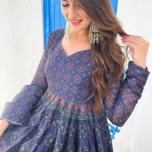 Kurti printed Gowns Party Wear Gown Style Kurtis Silk Gowns