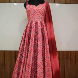 Silk Cotton RIN131 ALFAAZ V~05 Gowns Wholesale Printed Gowns Anarkali Gown Gown With Dupatta